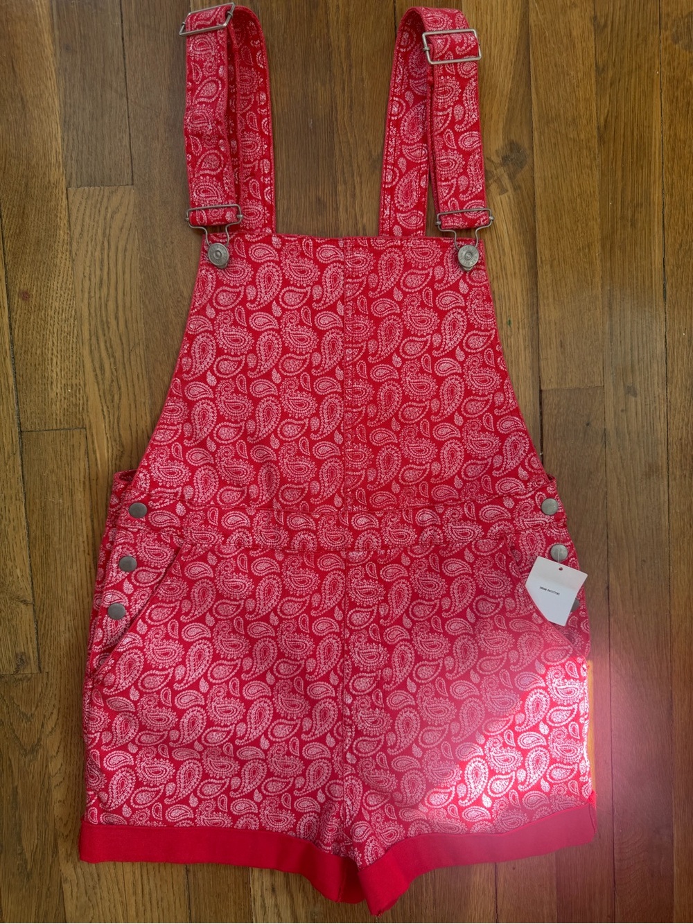 BDG Urban Outfitters Red Paisley Bandana Pinup Short Overalls NWT